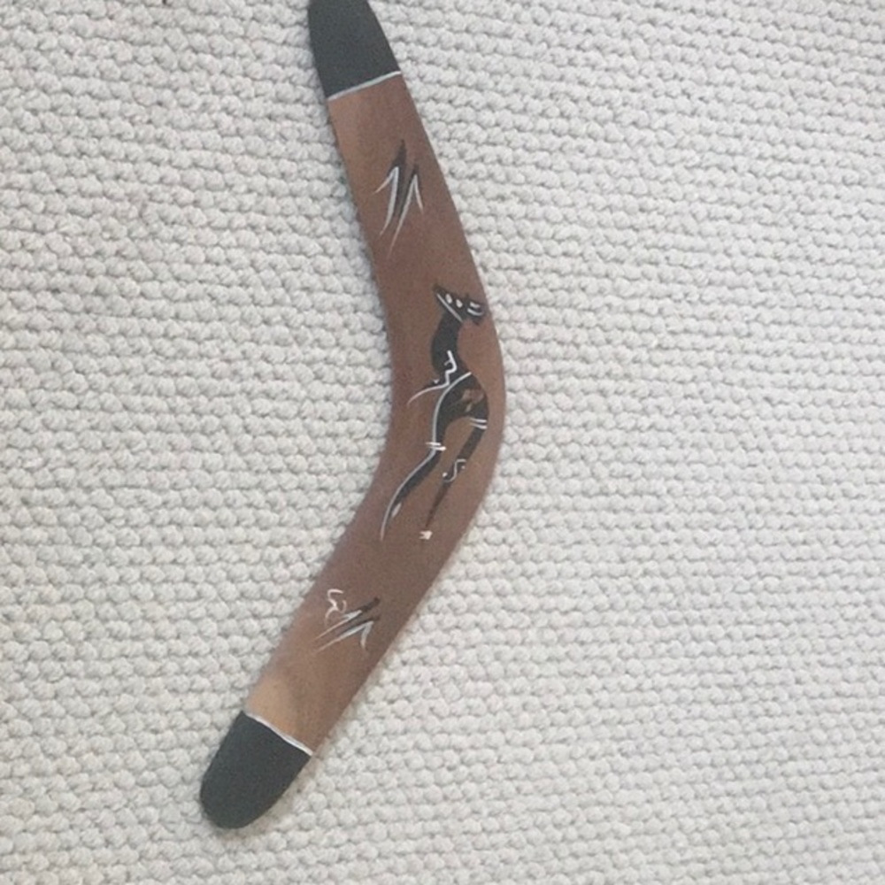 Australian Abor. Art Hand Paint Timber Boomerang